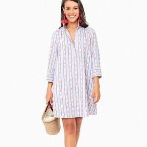 Tuckernuck Ikat Stripe Megan Dress - Blue, White, Red Shift - Size S